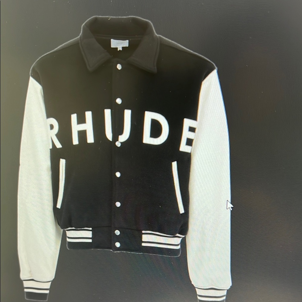 Rhude Black and White Varsity Jacket